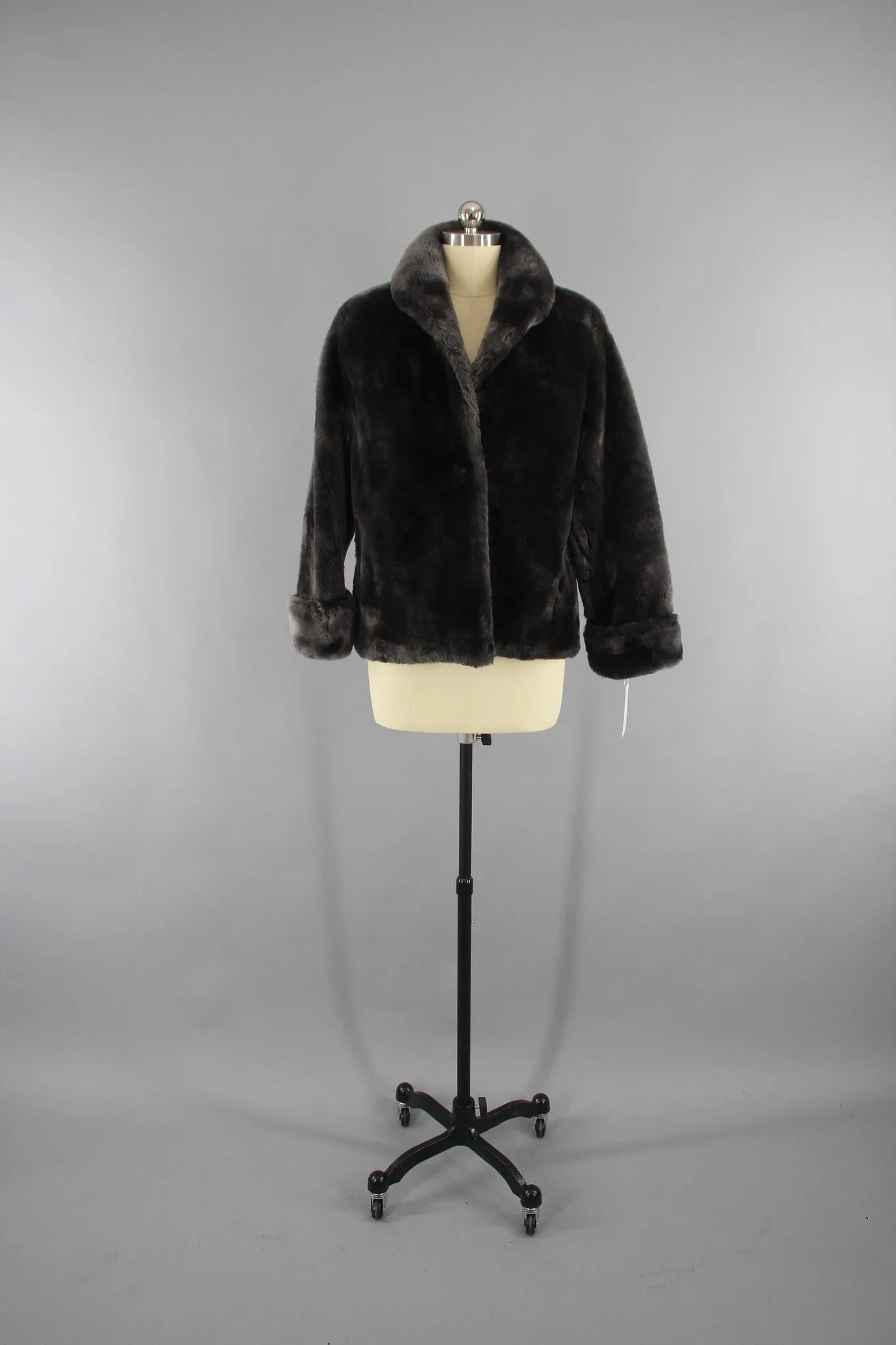 1950s Mouton Fur Coat in SILVER Brown