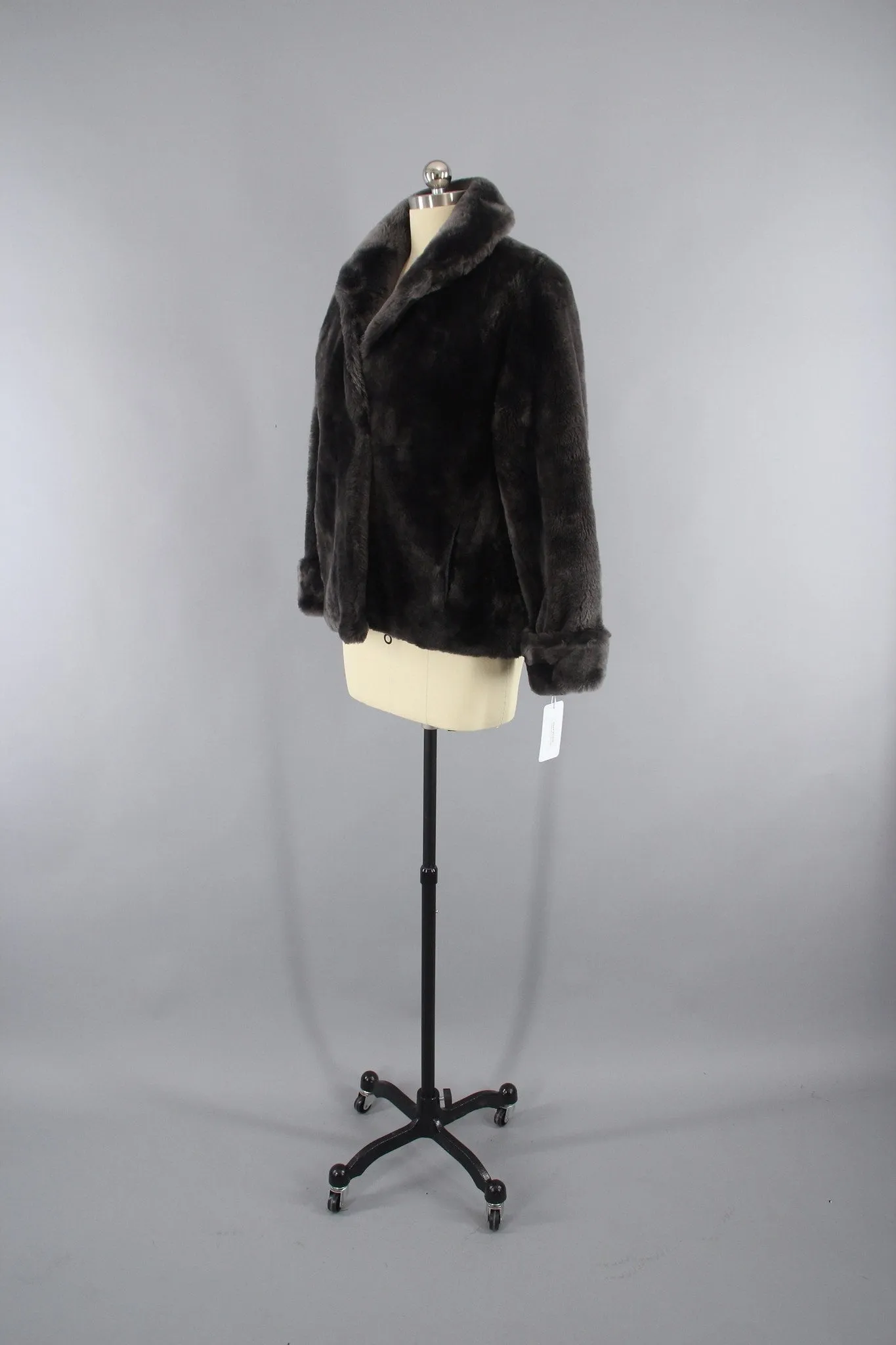 1950s Mouton Fur Coat in SILVER Brown