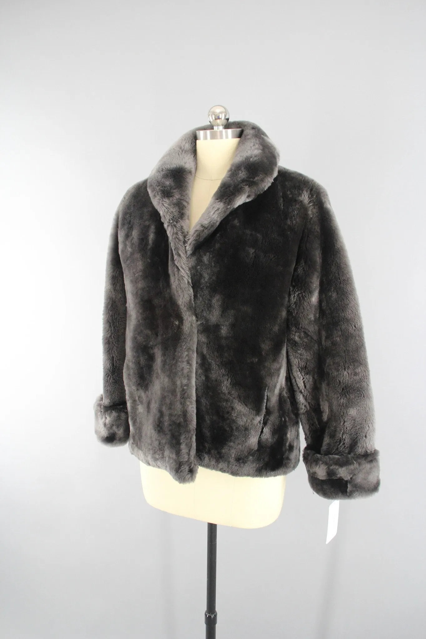 1950s Mouton Fur Coat in SILVER Brown