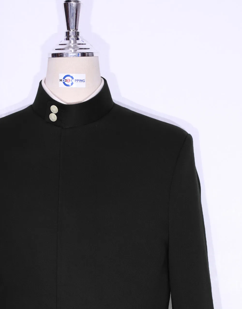 60s Style Black Funnel Neck Coat