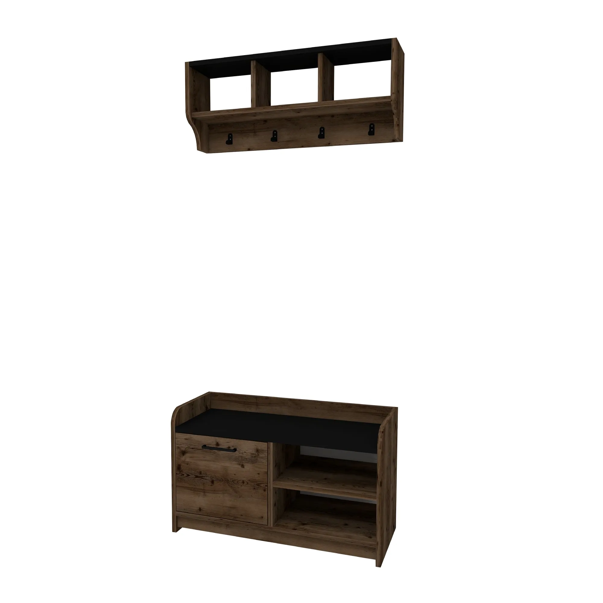 Aurora Hallway Coat Rack with Shelves