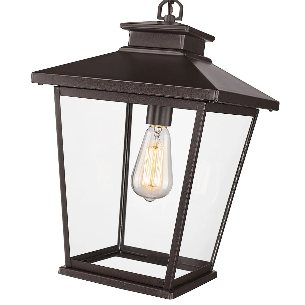 Bellmon Outdoor Hanging Lantern - Powder Coat Bronze - Clear Glass - 9.5in. Diameter - E26 Medium Base