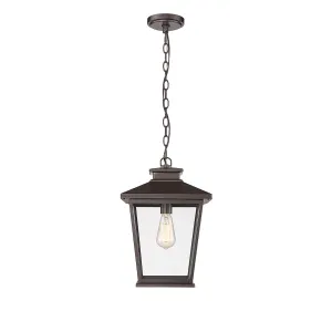 Bellmon Outdoor Hanging Lantern - Powder Coat Bronze - Clear Glass - 9.5in. Diameter - E26 Medium Base