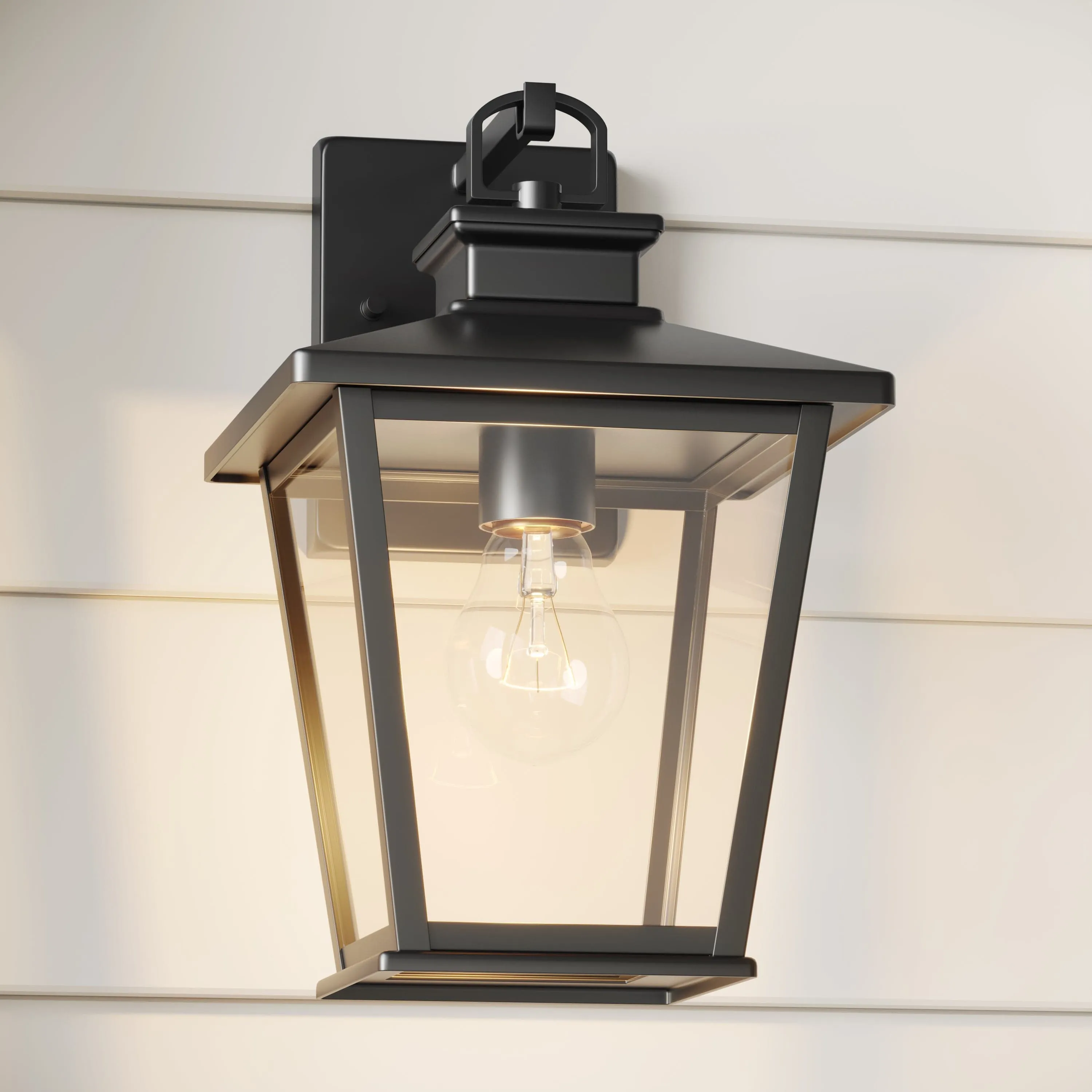 Bellmon Outdoor Wall Sconce - Powder Coat Black - Clear Glass - 8.125in. Extension - E26 Medium Base