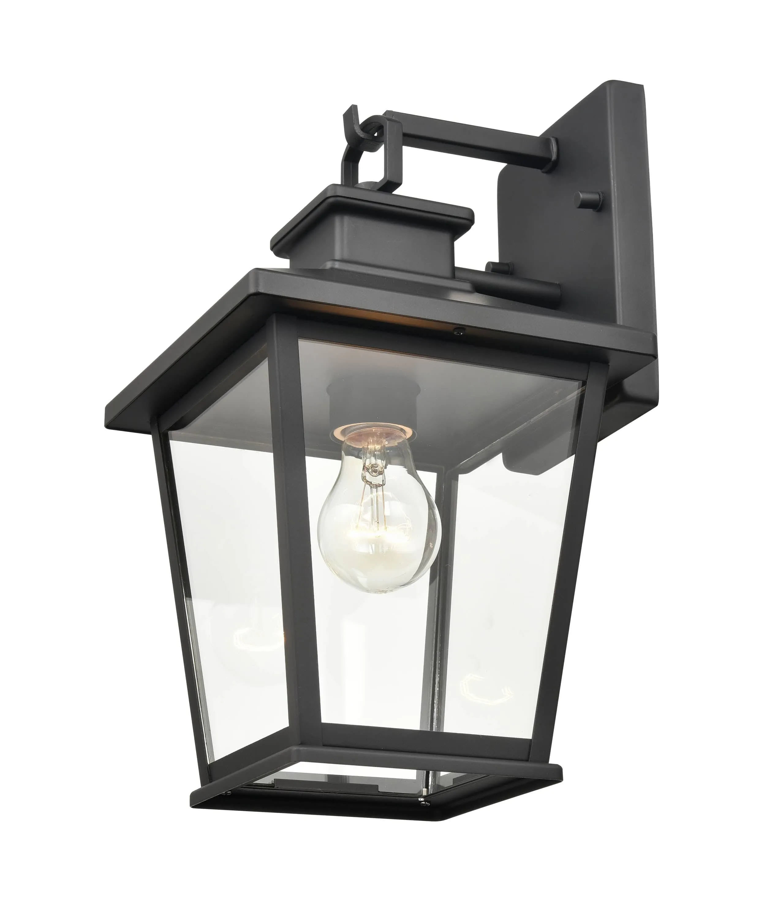 Bellmon Outdoor Wall Sconce - Powder Coat Black - Clear Glass - 8.125in. Extension - E26 Medium Base