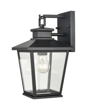 Bellmon Outdoor Wall Sconce - Powder Coat Black - Clear Glass - 8.125in. Extension - E26 Medium Base