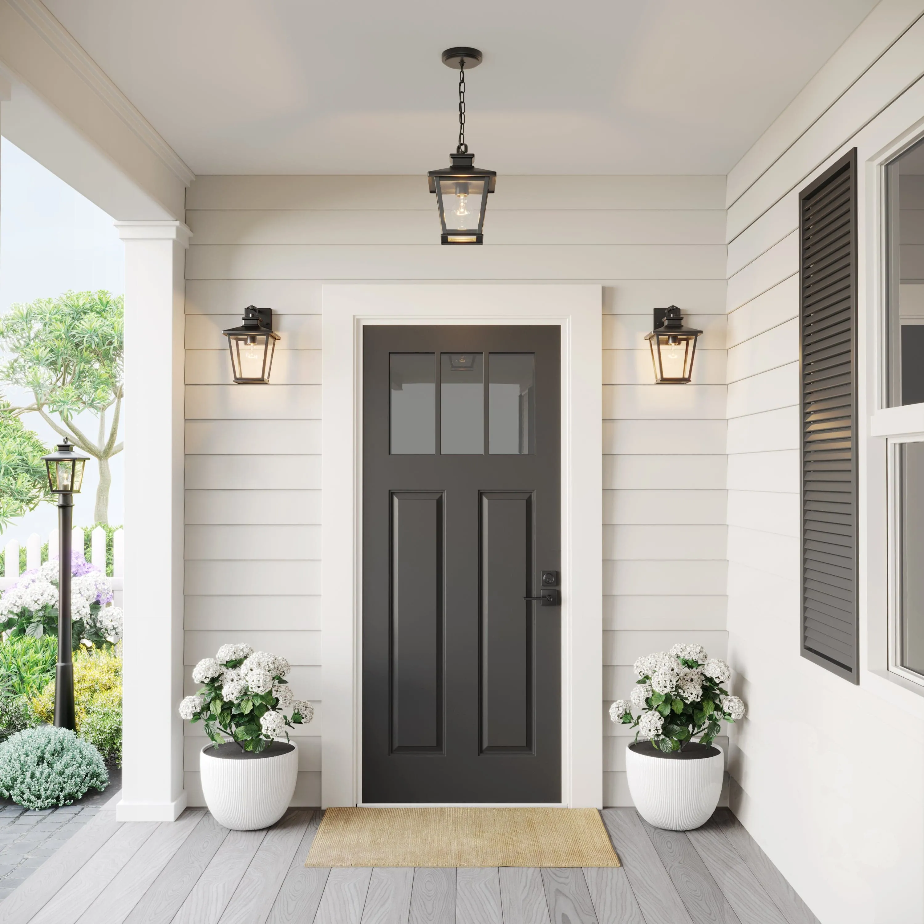 Bellmon Outdoor Wall Sconce - Powder Coat Black - Clear Glass - 8.125in. Extension - E26 Medium Base