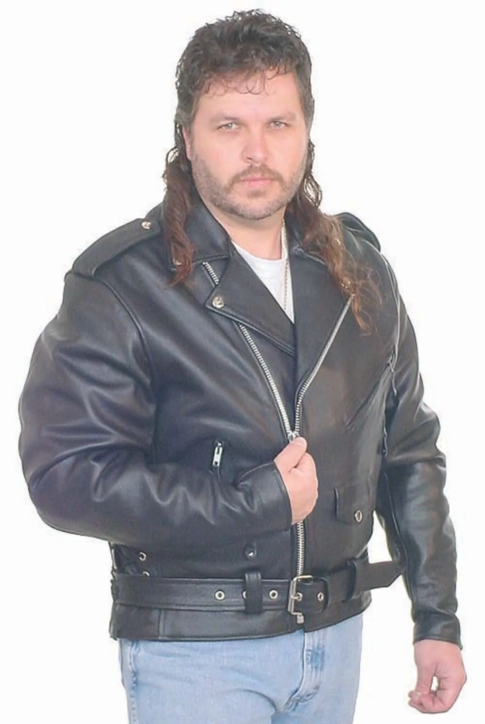 Big & Tall Leather Motorcycle Jacket #M727ZT