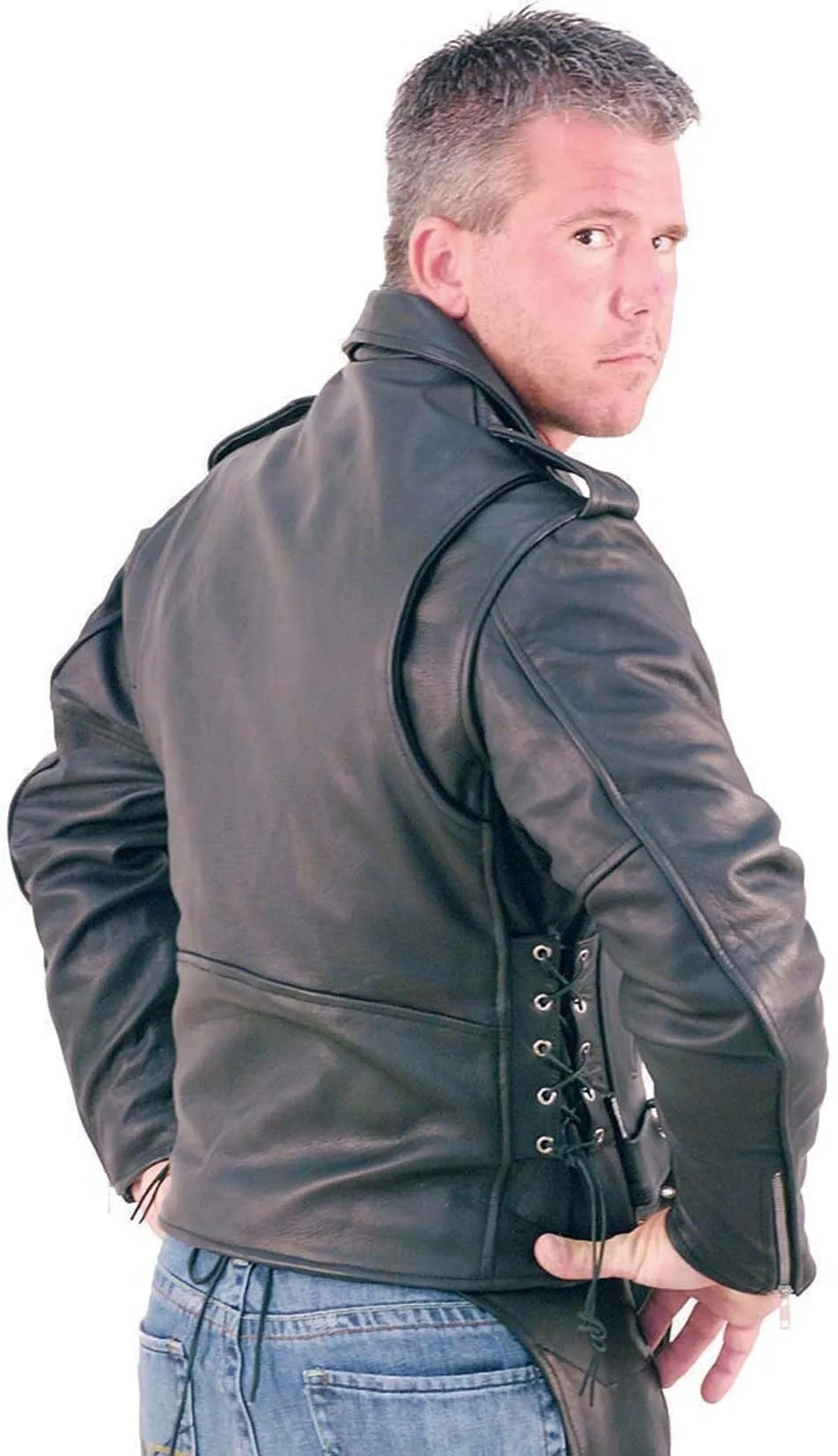 Big & Tall Leather Motorcycle Jacket #M727ZT