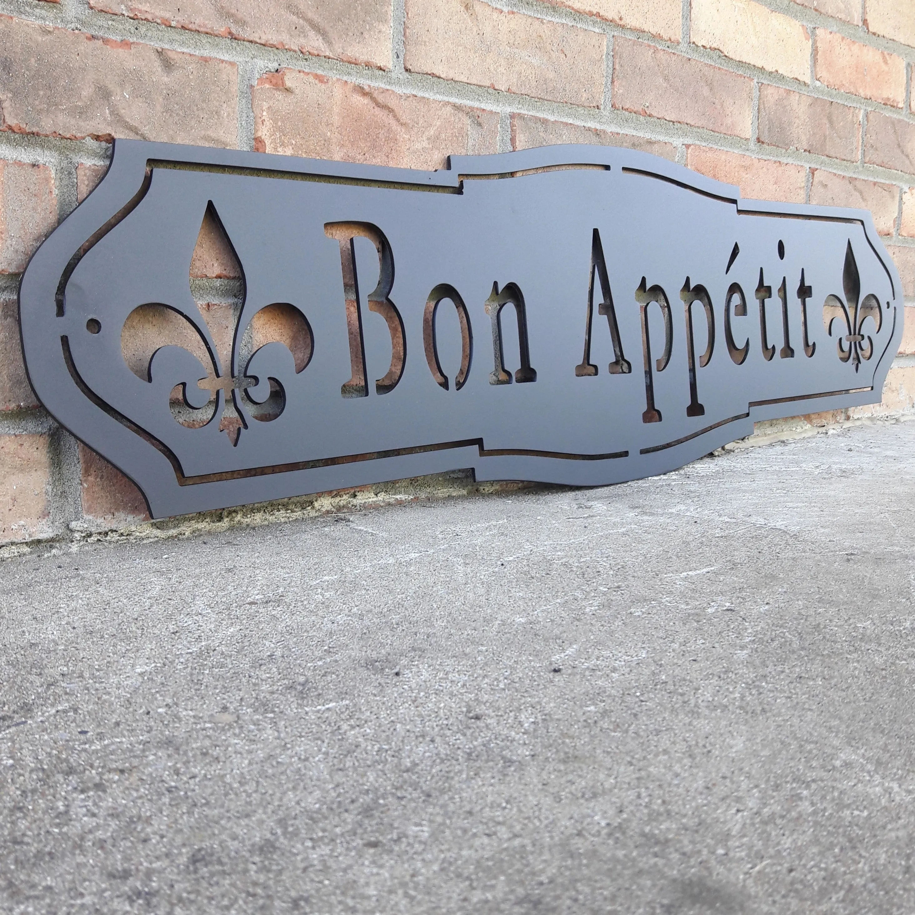 Bon Appetit Metal Sign - French Country Industrial - Rustic Farmhouse Kitchen Wall Art