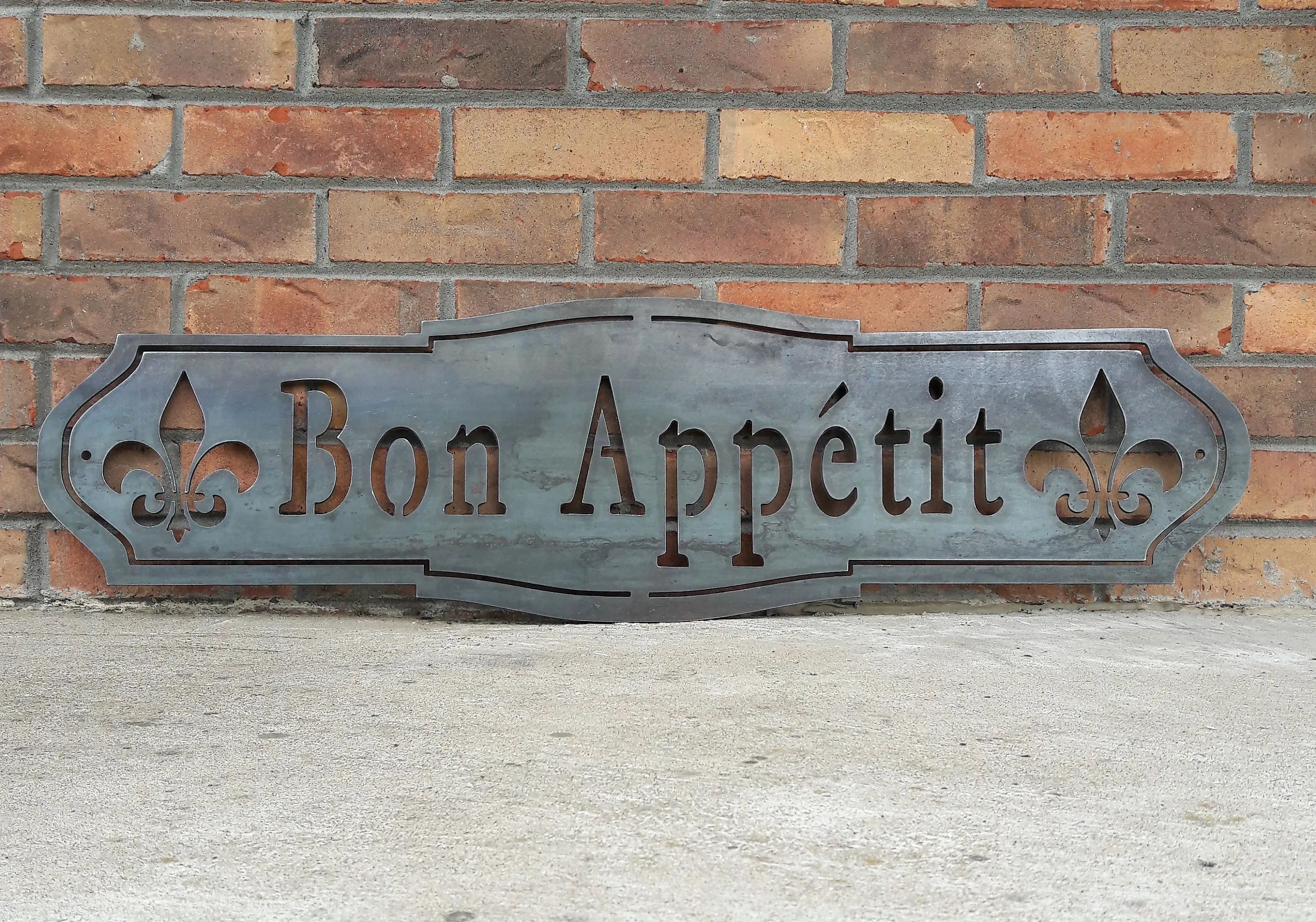 Bon Appetit Metal Sign - French Country Industrial - Rustic Farmhouse Kitchen Wall Art