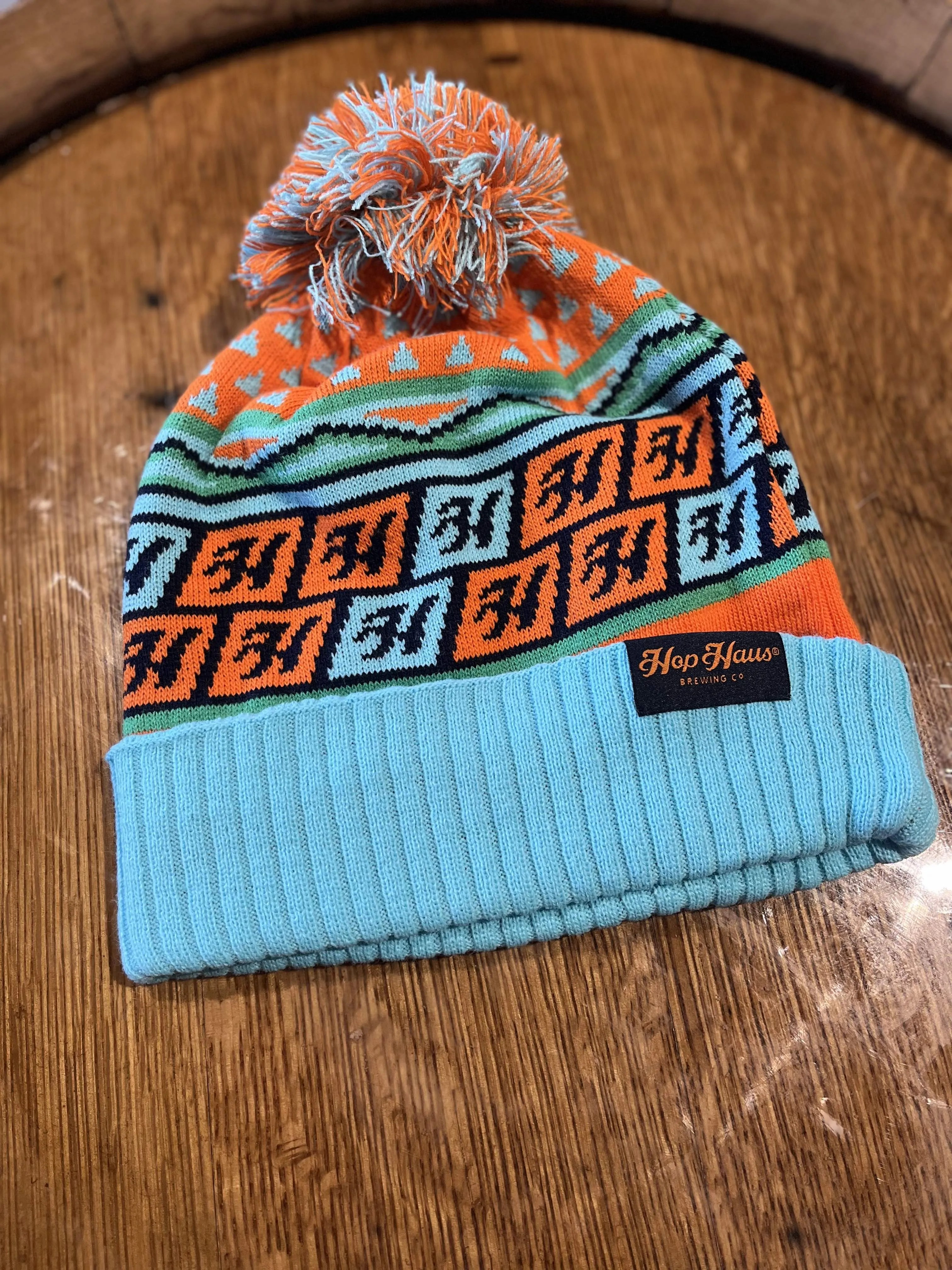 Colorful blue & orange winter hat