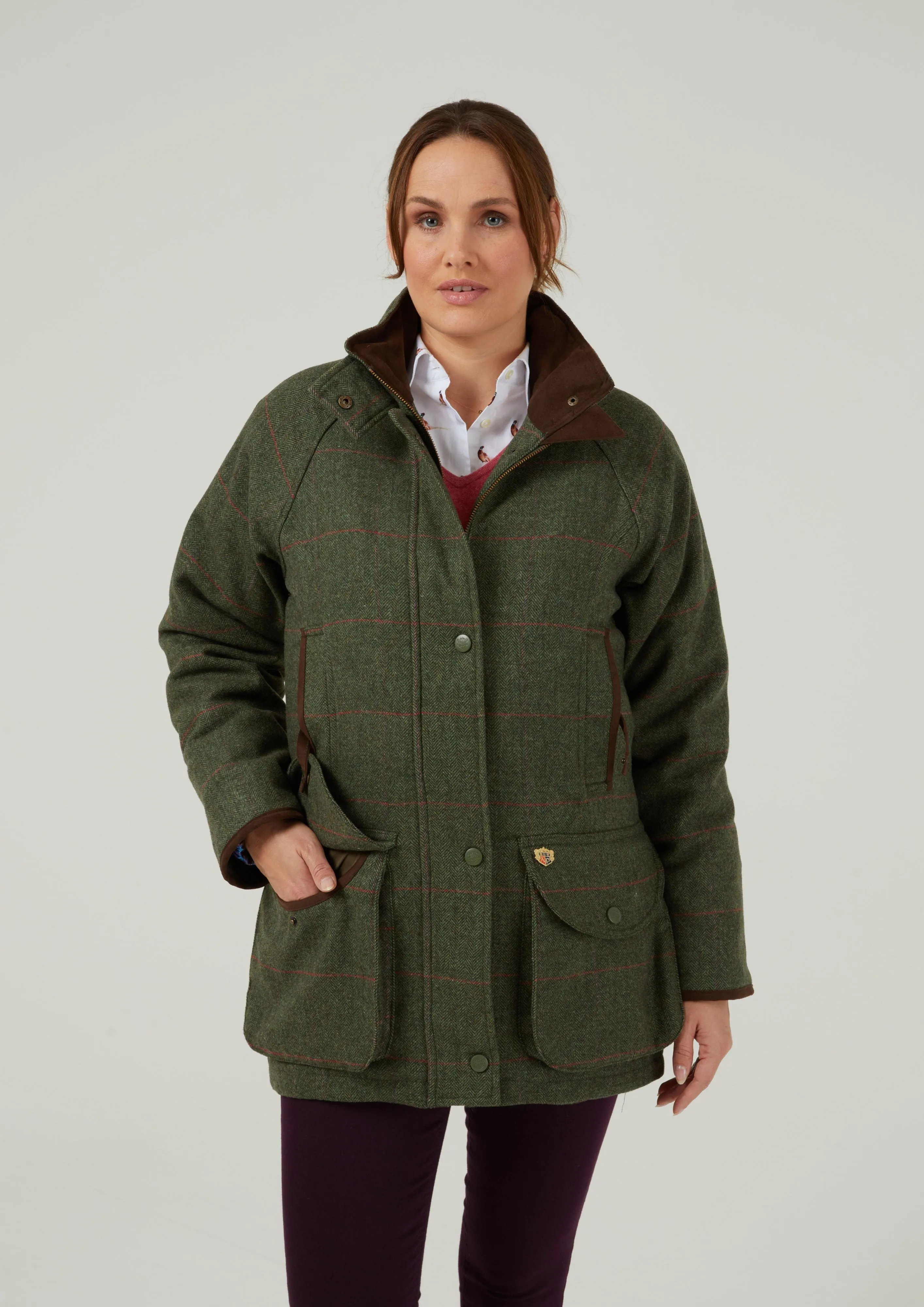 Combrook Ladies Tweed Shooting Coat In Heath - Shooting Fit