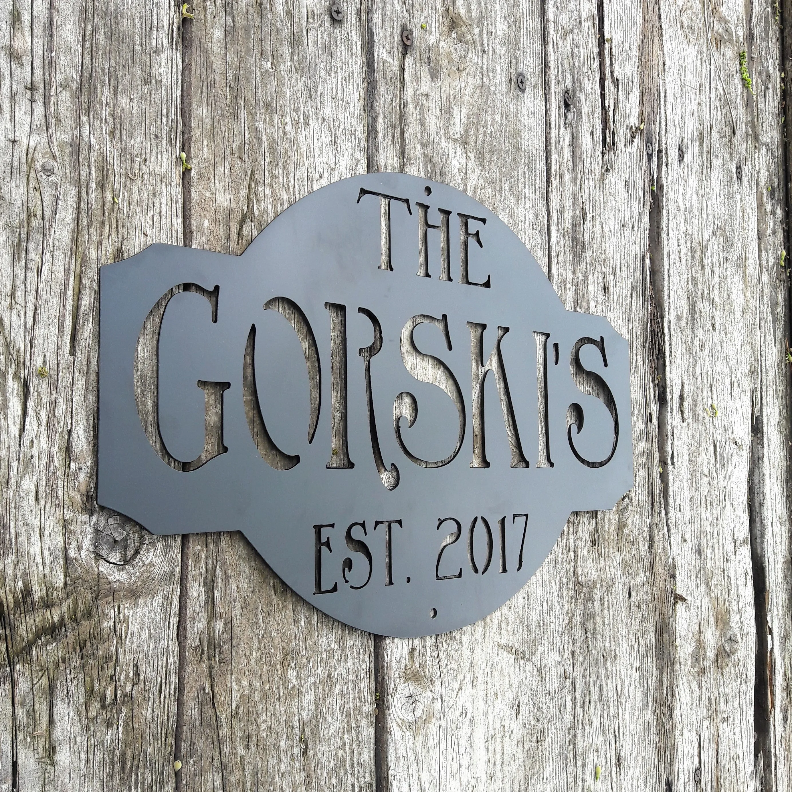 Custom Family Name Sign - Personalized Metal Wedding Gift, Established Last Name Home Wall Decor, Rustic Interior Decor