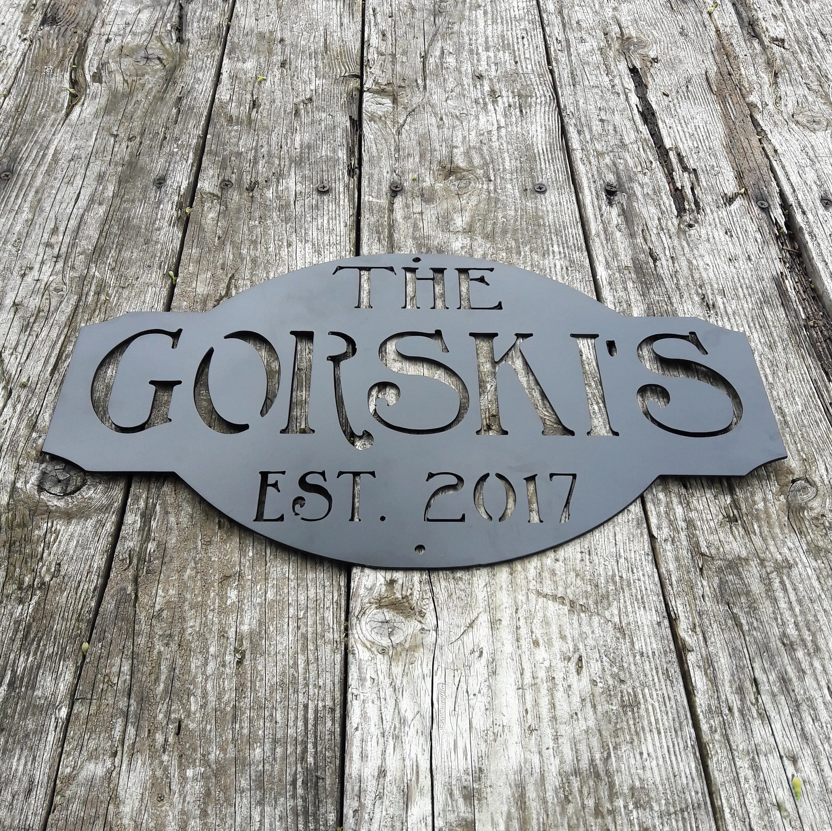 Custom Family Name Sign - Personalized Metal Wedding Gift, Established Last Name Home Wall Decor, Rustic Interior Decor