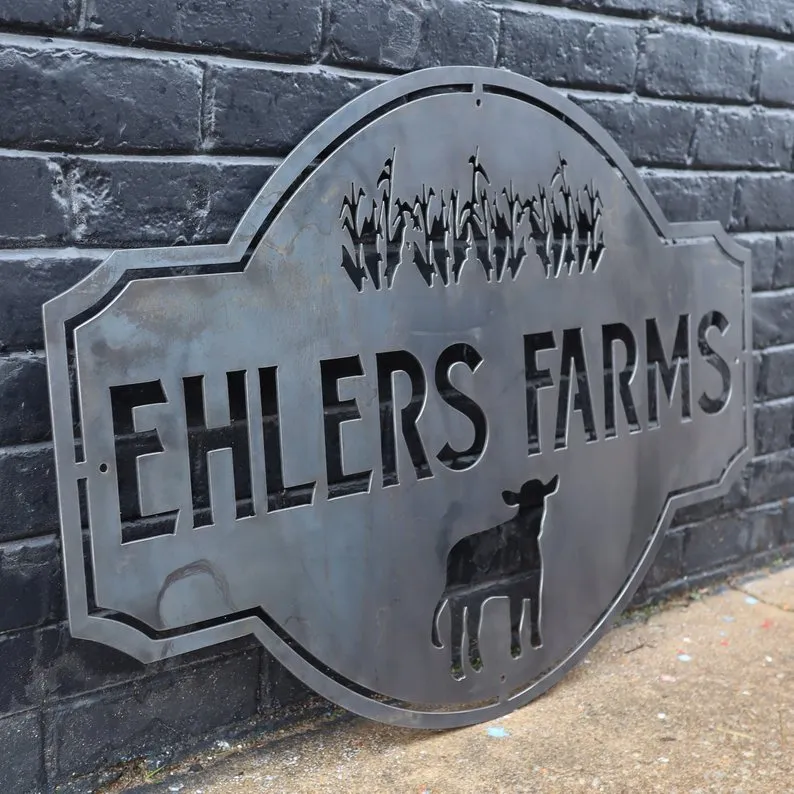 Custom Vintage Metal Farmhouse Sign - Personalized Family Name Farm Wall Art, Farm Animal, Porch Signs