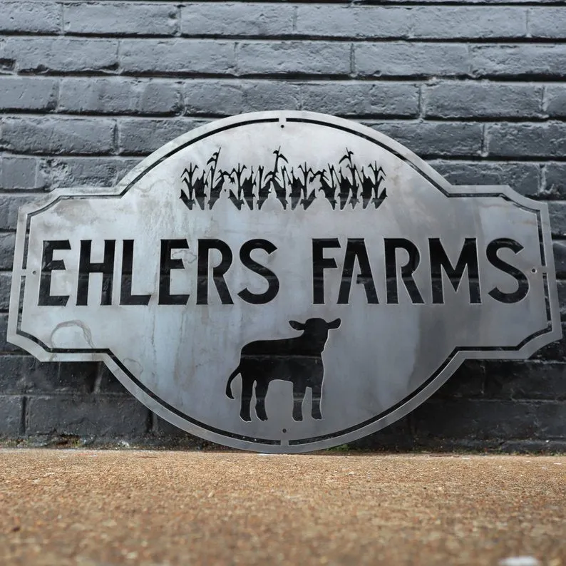 Custom Vintage Metal Farmhouse Sign - Personalized Family Name Farm Wall Art, Farm Animal, Porch Signs