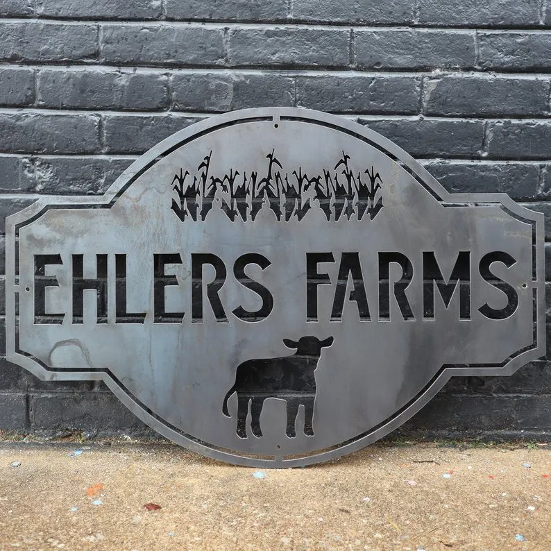 Custom Vintage Metal Farmhouse Sign - Personalized Family Name Farm Wall Art, Farm Animal, Porch Signs