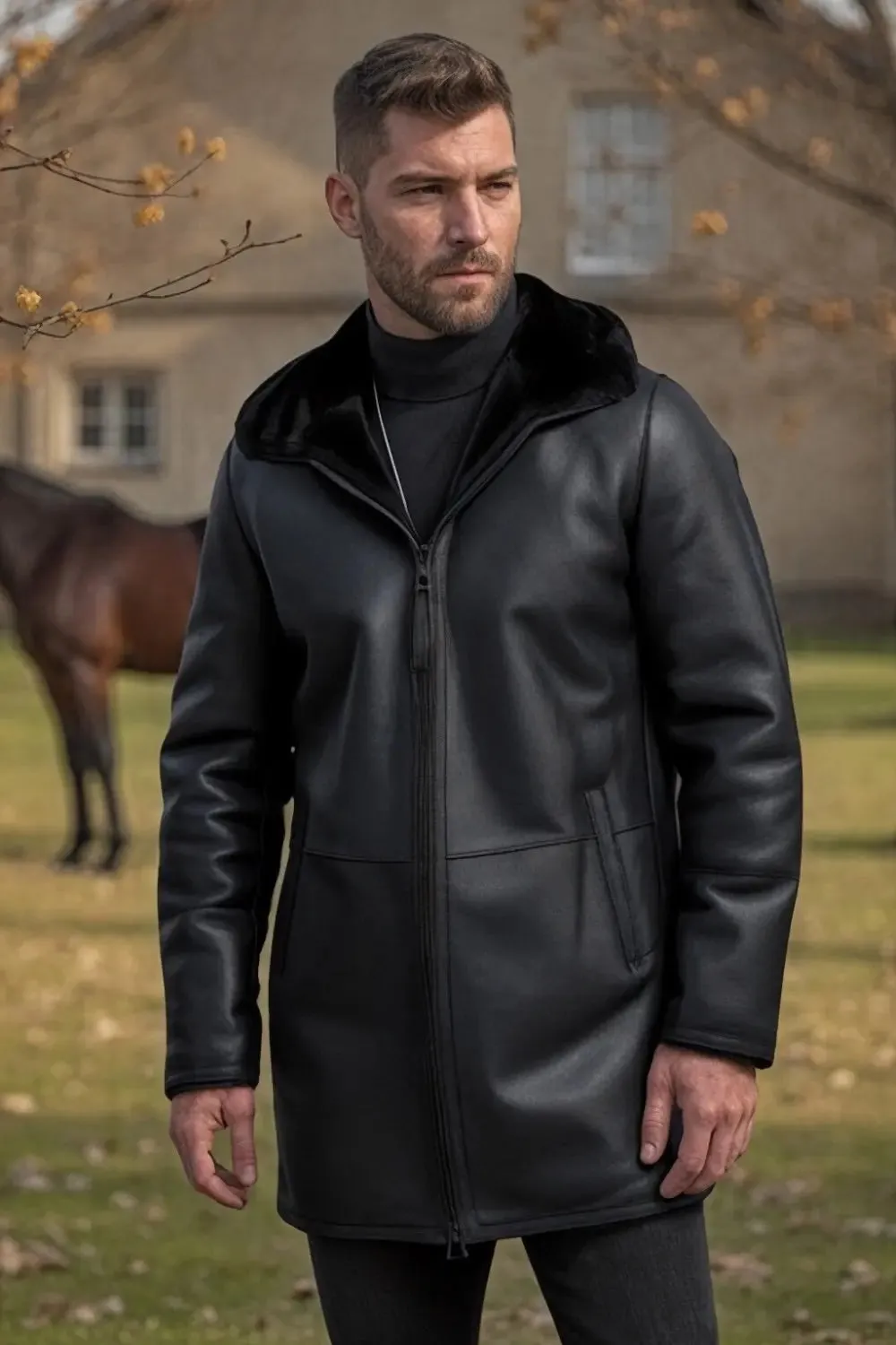 Domenico Sheepskin Leather Coat