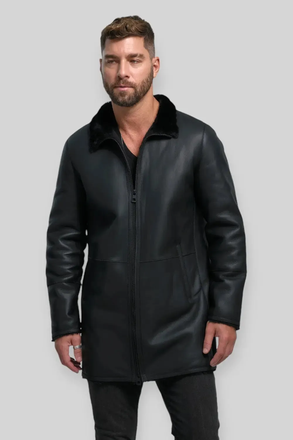 Domenico Sheepskin Leather Coat