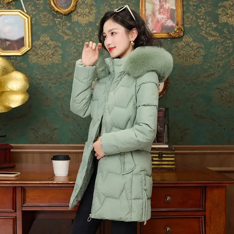 Down Cotton-padded Coat For Women Mid-length