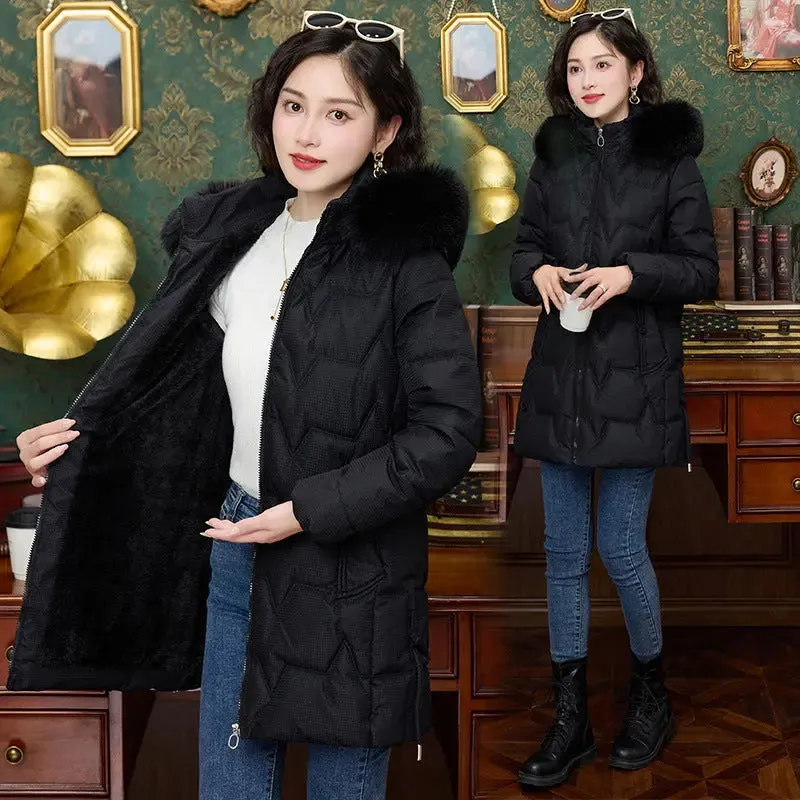 Down Cotton-padded Coat For Women Mid-length