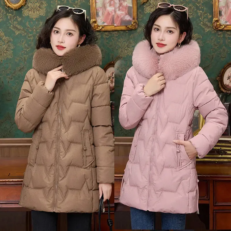 Down Cotton-padded Coat For Women Mid-length