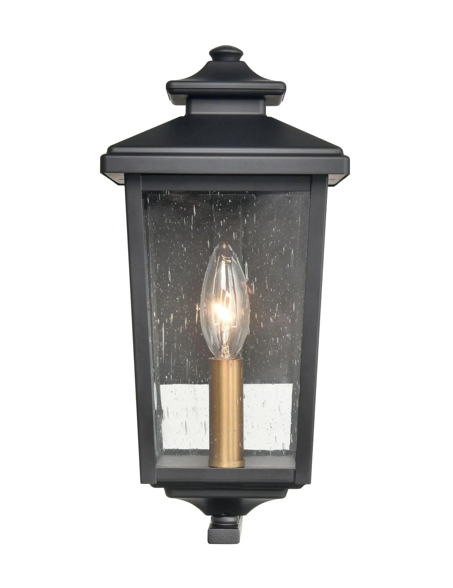 Eldrick Outdoor Wall Sconce - Powder Coat Black - Clear Seeded Glass - 6.875in. Extension - E12 Candelabra Base