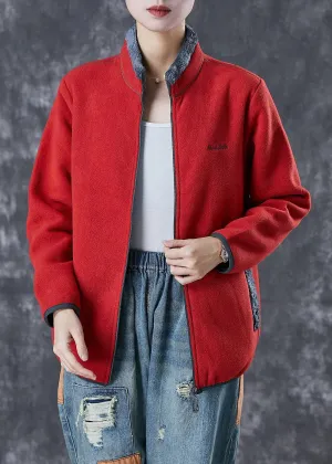 Embroidered Warm Fleece Coat