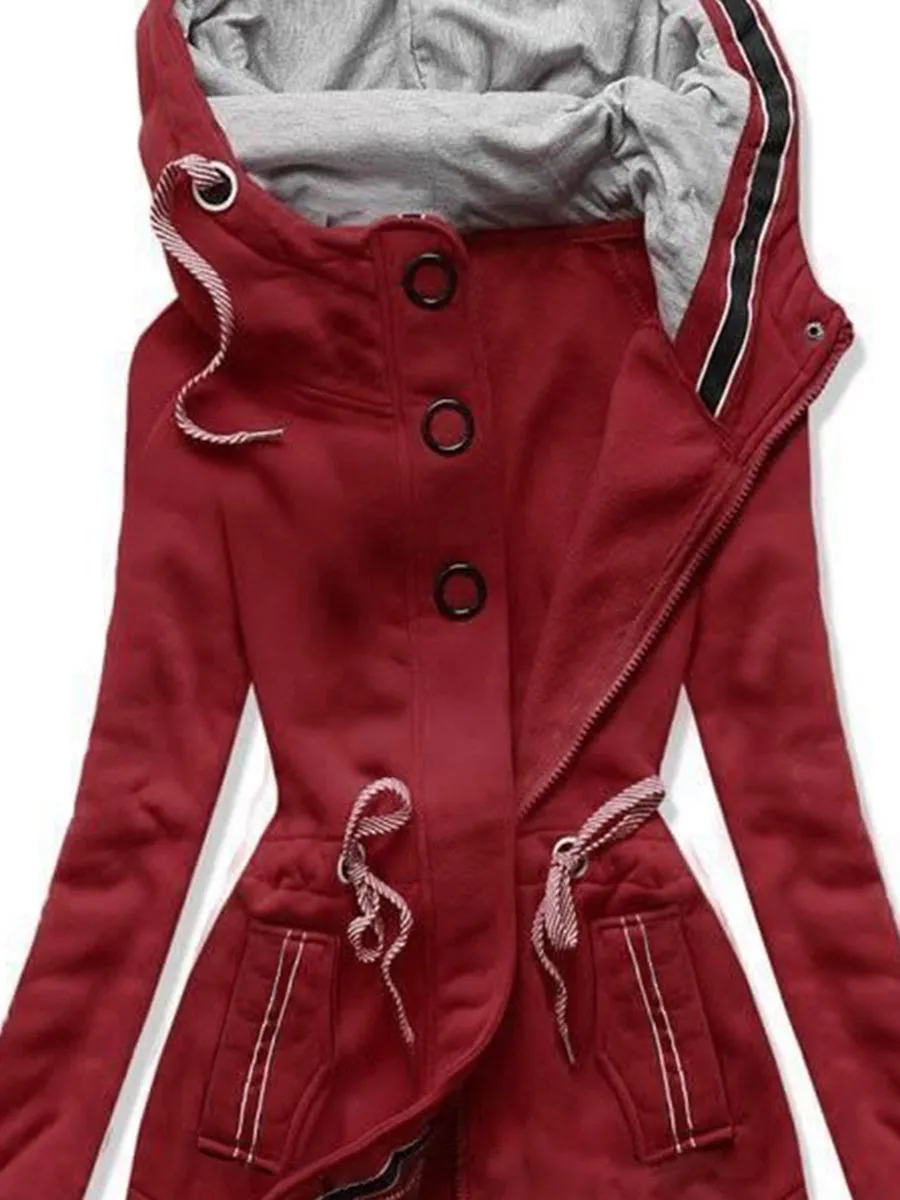 Fashion Casual Warm Zipper Hooded Jacket