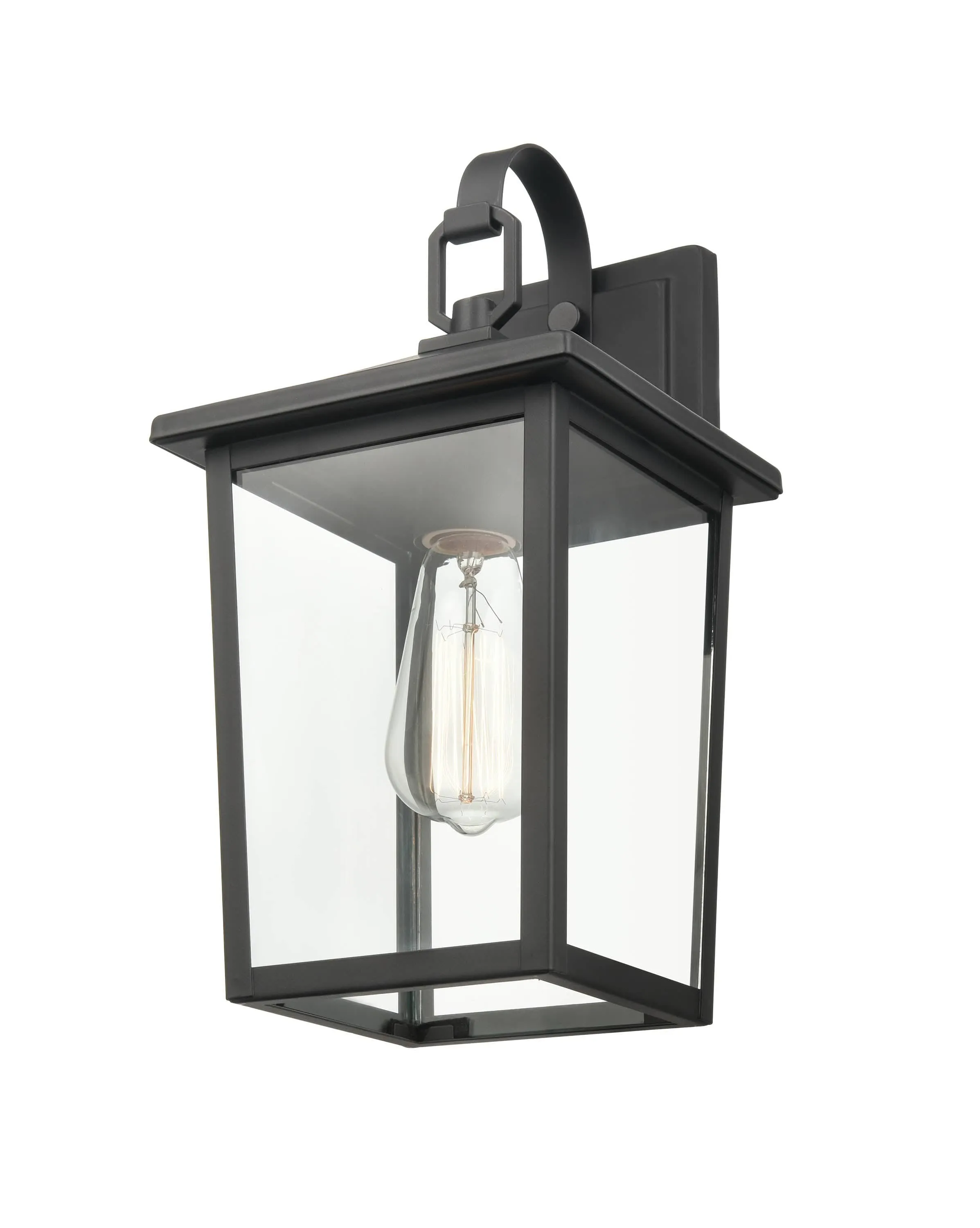 Fetterton Outdoor Wall Sconce - Powder Coat Black - Clear Glass - 7.25in. Extension - E26 Medium Base