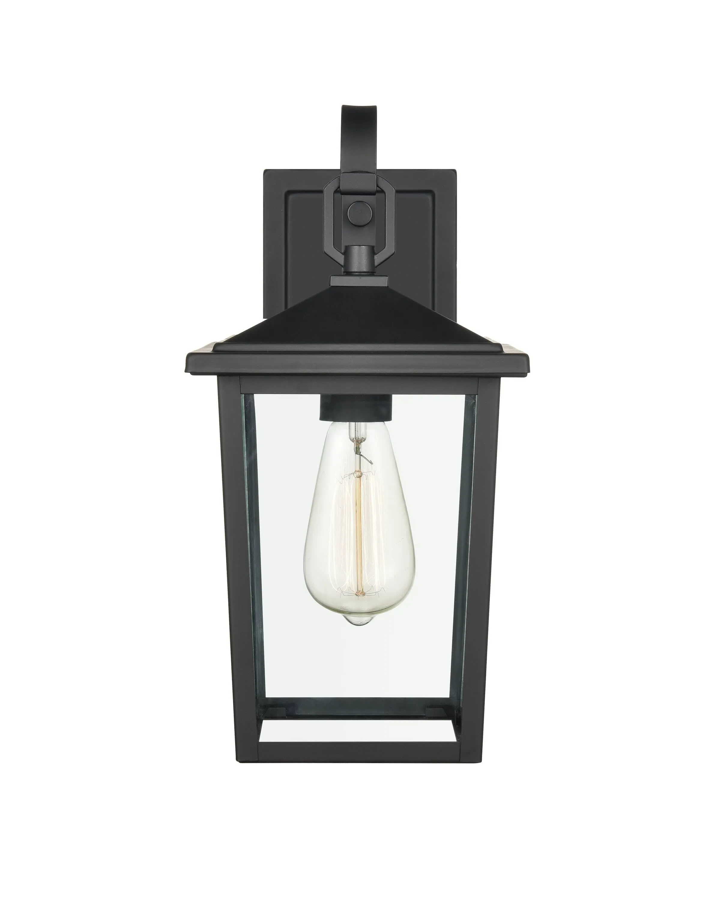 Fetterton Outdoor Wall Sconce - Powder Coat Black - Clear Glass - 7.25in. Extension - E26 Medium Base