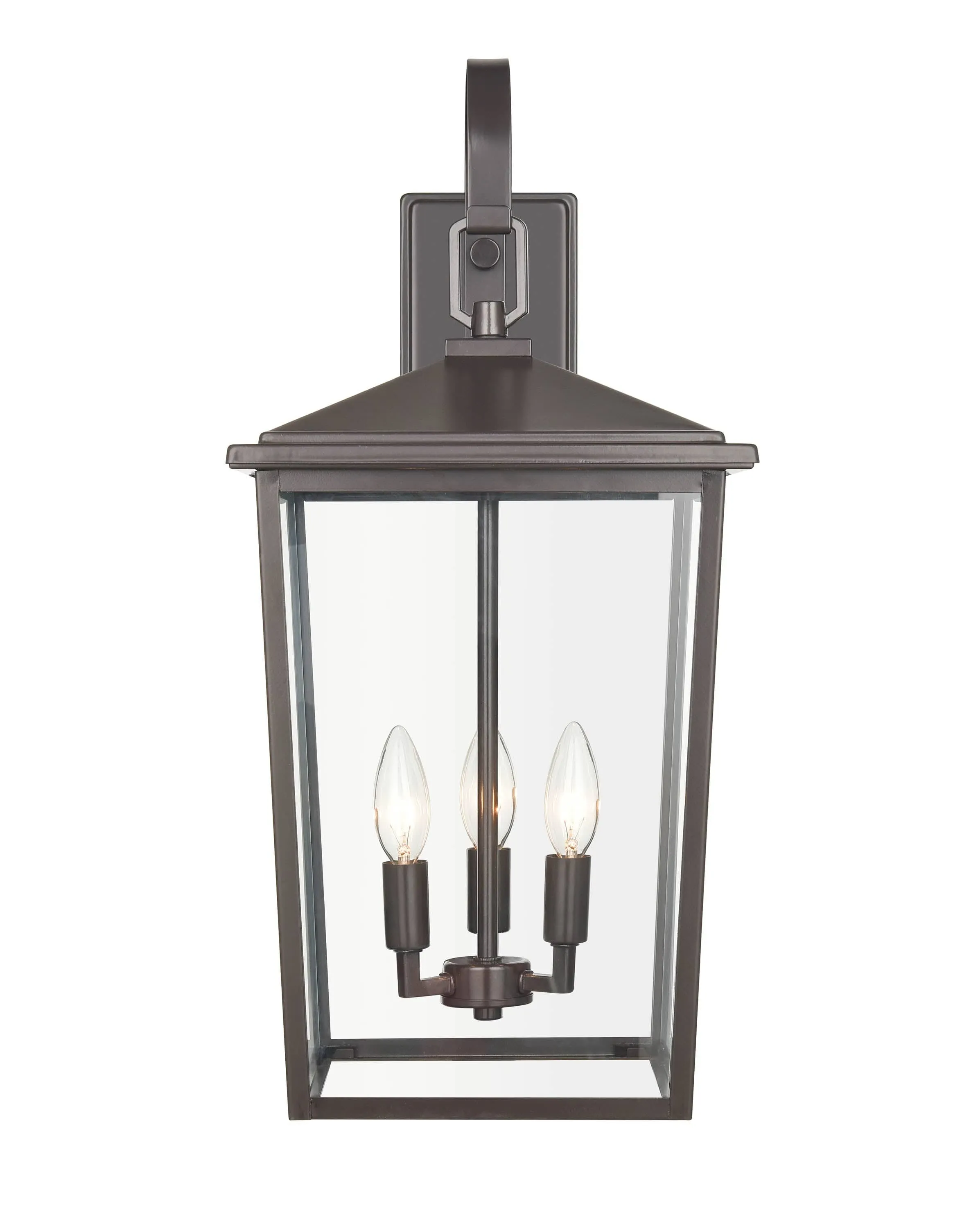 Fetterton Outdoor Wall Sconce - Powder Coat Bronze - Clear Glass - 11.75in. Extension - E12 Candelabra Base