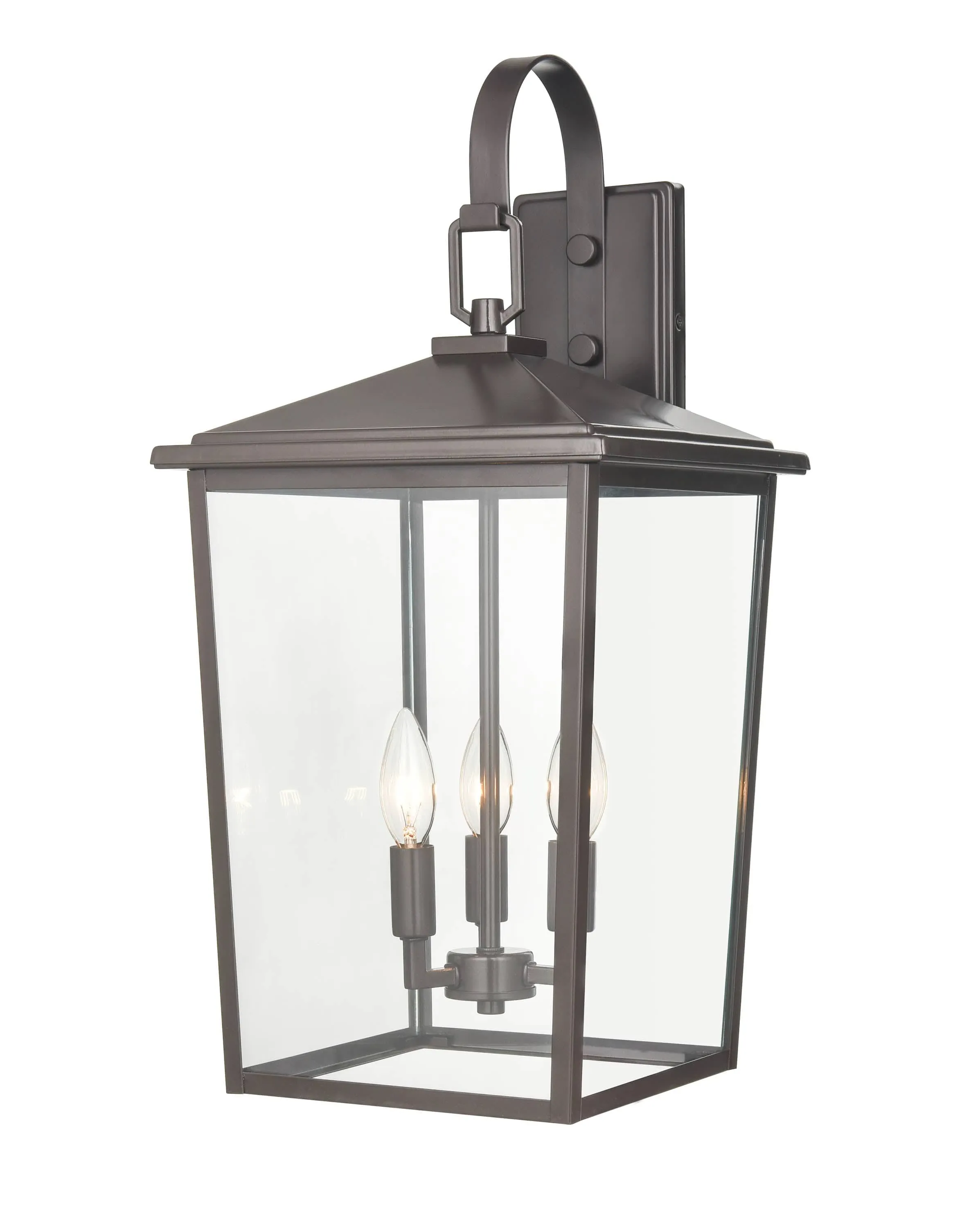 Fetterton Outdoor Wall Sconce - Powder Coat Bronze - Clear Glass - 11.75in. Extension - E12 Candelabra Base