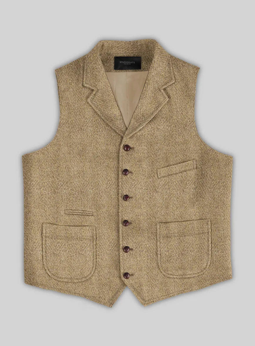 Highlander Beige Herringbone Tweed Hunting Vest