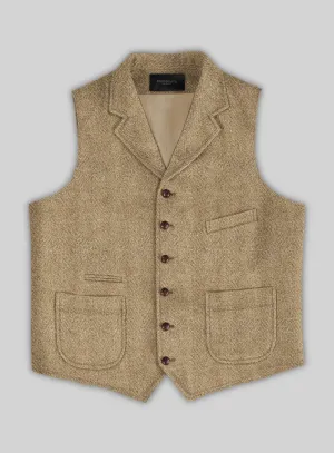 Highlander Beige Herringbone Tweed Hunting Vest