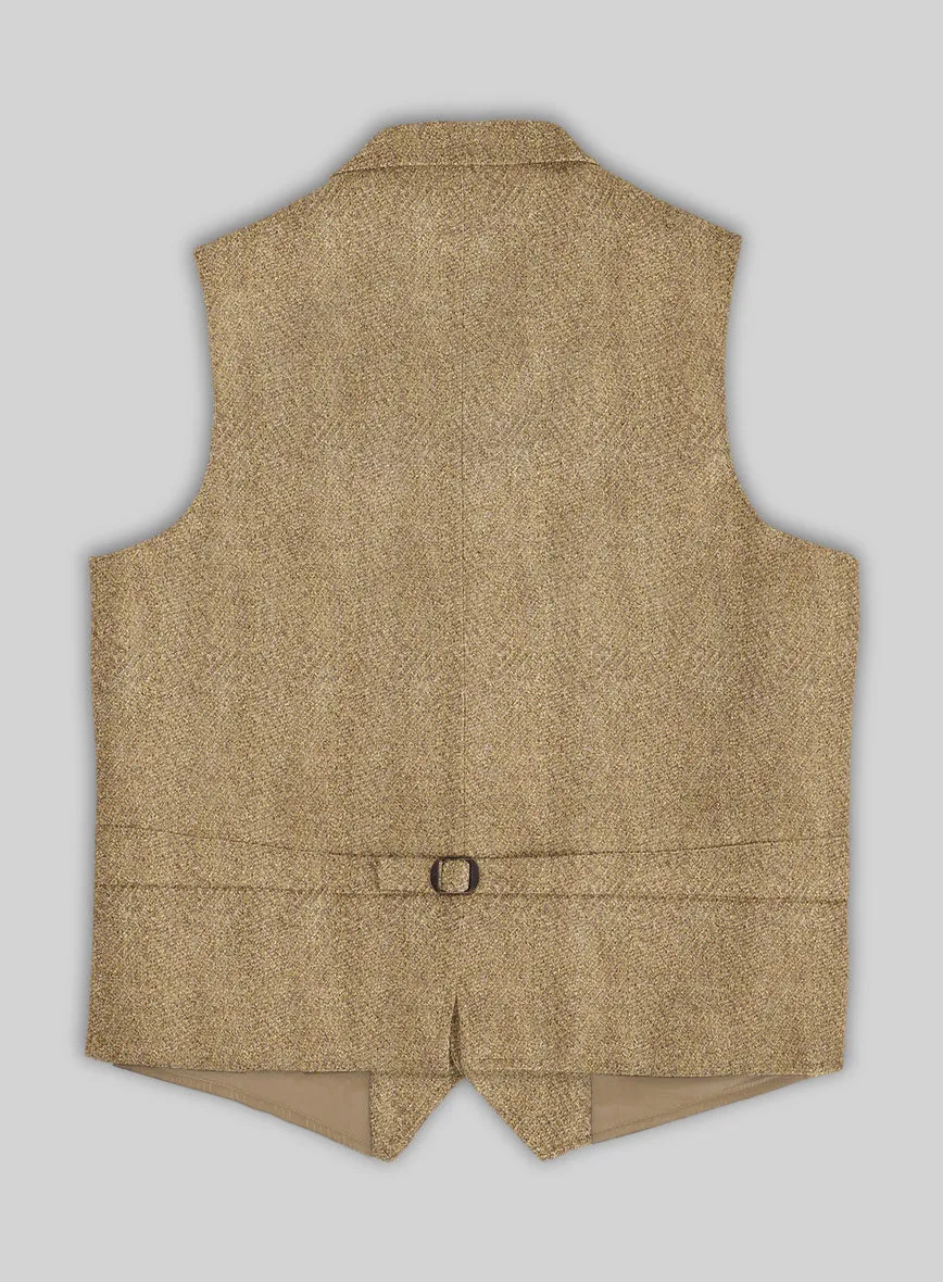 Highlander Beige Herringbone Tweed Hunting Vest