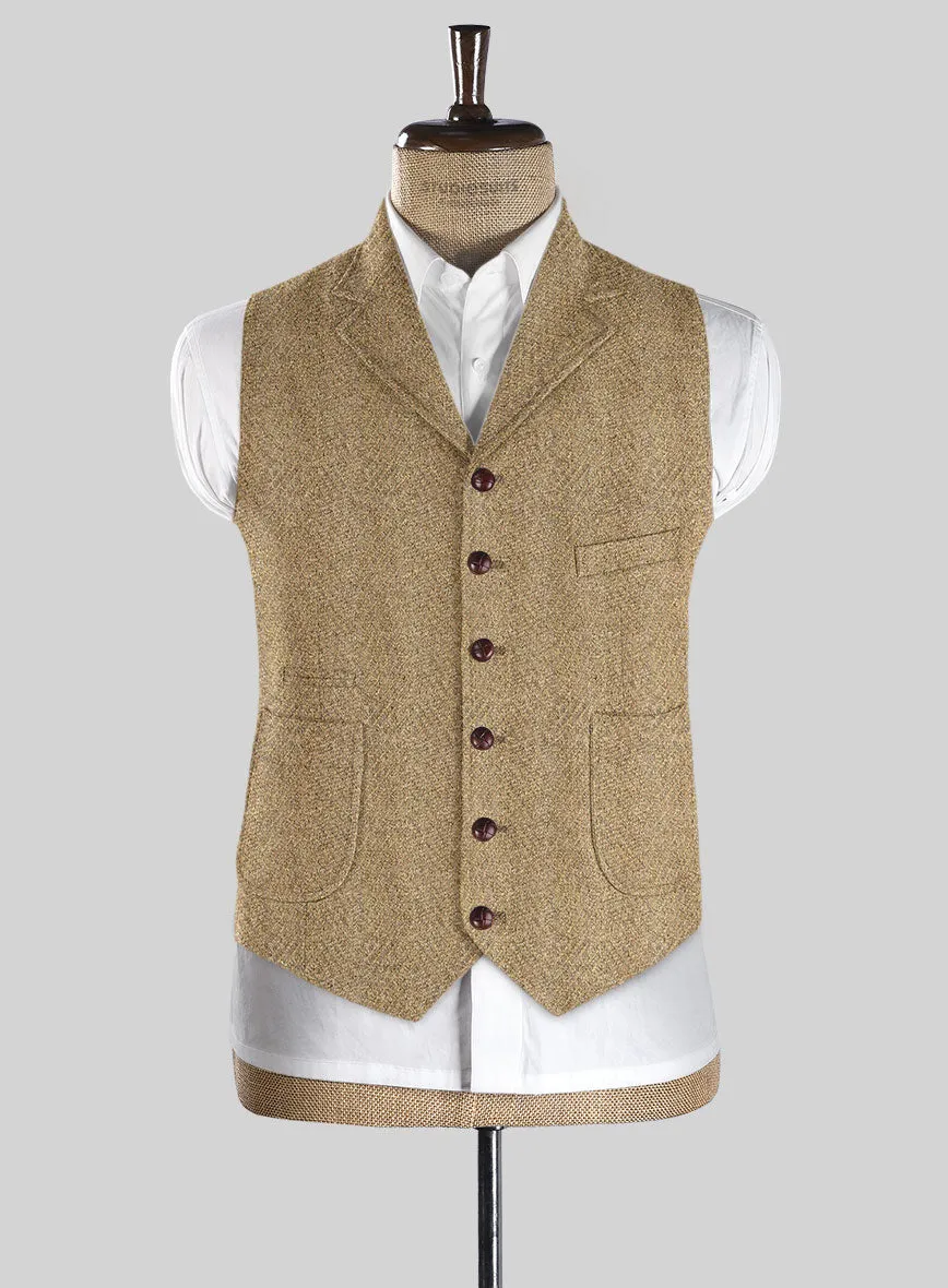 Highlander Beige Herringbone Tweed Hunting Vest