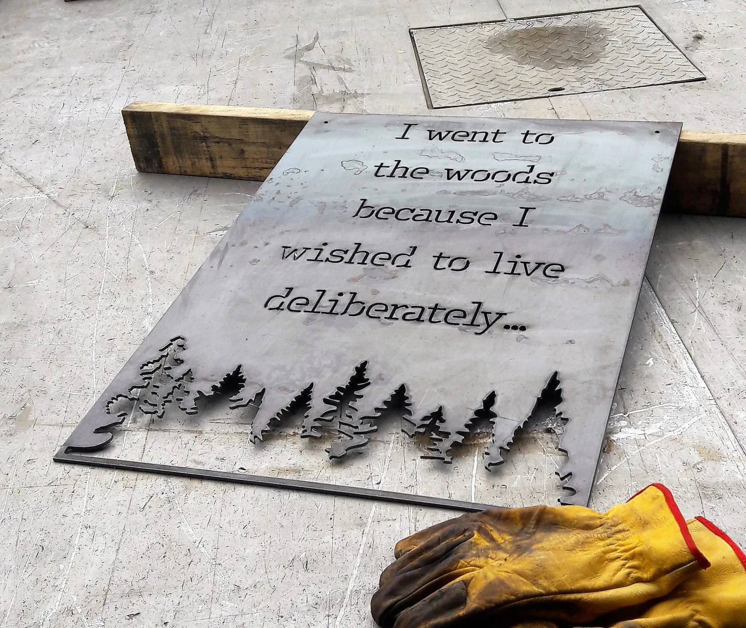 I Went to the Woods to Live Deliberately - Metal Wilderness Sign - Henry David Thoreau Quote Wall Art