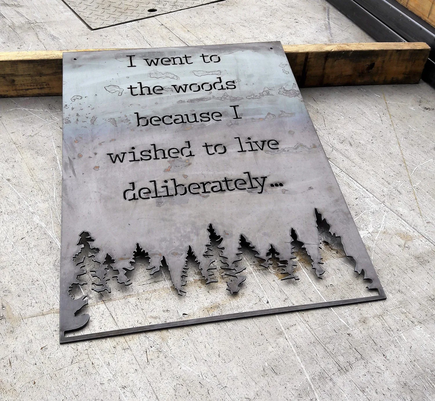 I Went to the Woods to Live Deliberately - Metal Wilderness Sign - Henry David Thoreau Quote Wall Art