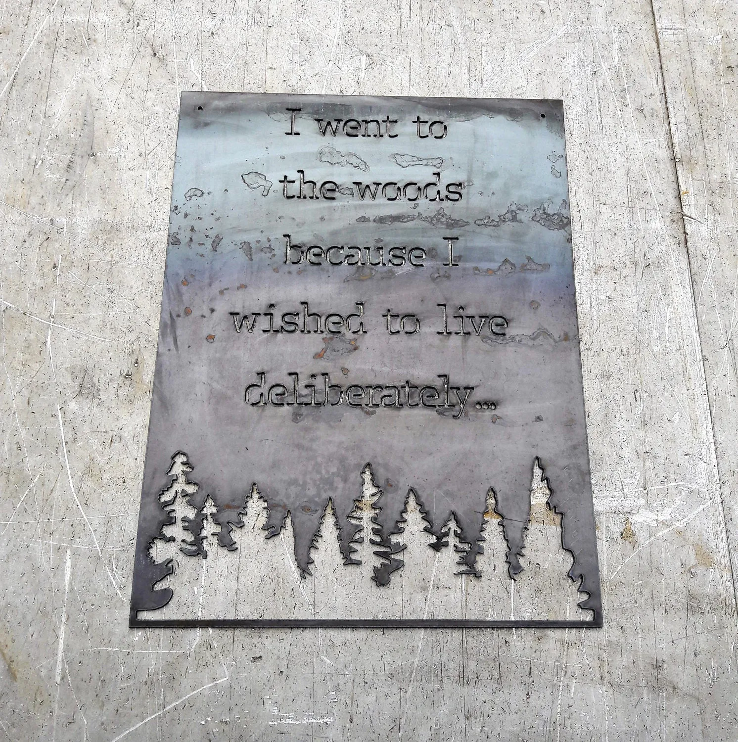 I Went to the Woods to Live Deliberately - Metal Wilderness Sign - Henry David Thoreau Quote Wall Art