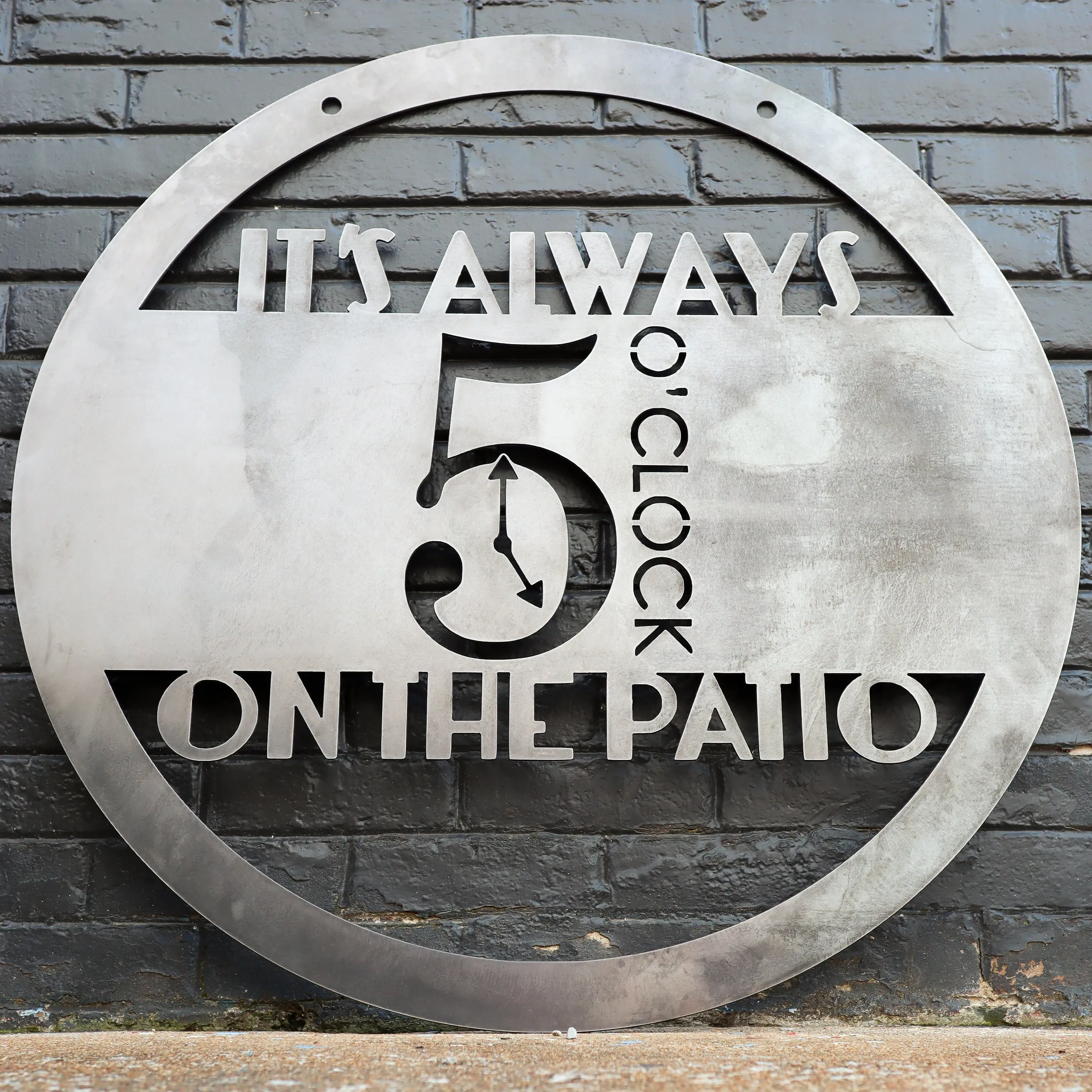 It's Always 5 O'Clock on the Patio Metal Sign - Hanging Metal Bar Sign - Beach House Decor