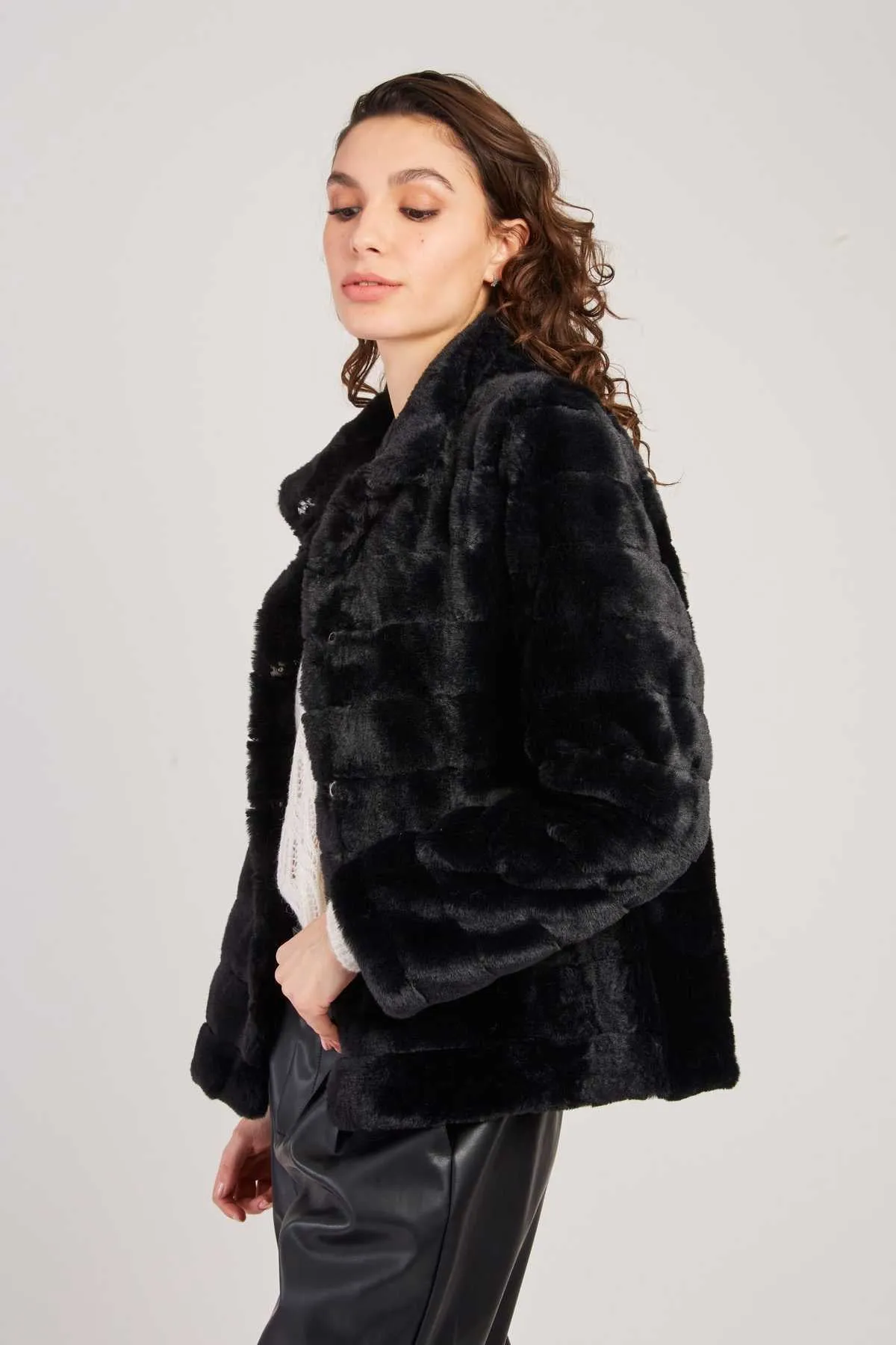 Lisette Faux Fur  Jacket - BLack