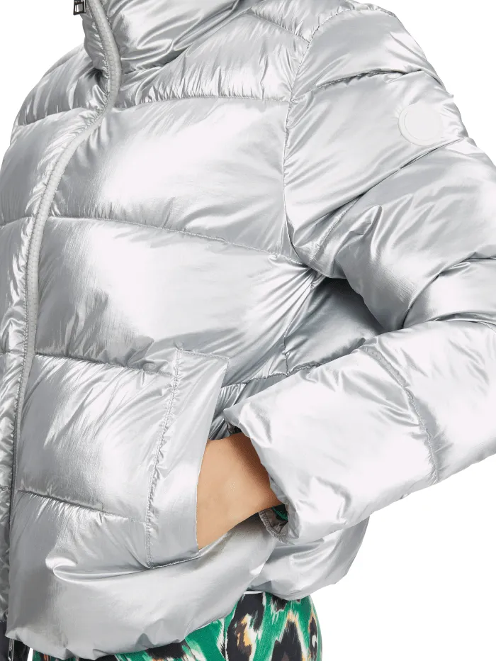 Marc Cain Additions Quilted Short Coat In Silver XA 12.08 W82 Col 800