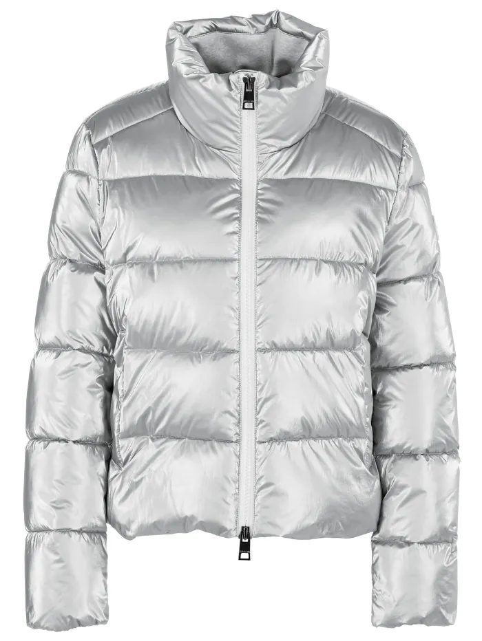 Marc Cain Additions Quilted Short Coat In Silver XA 12.08 W82 Col 800