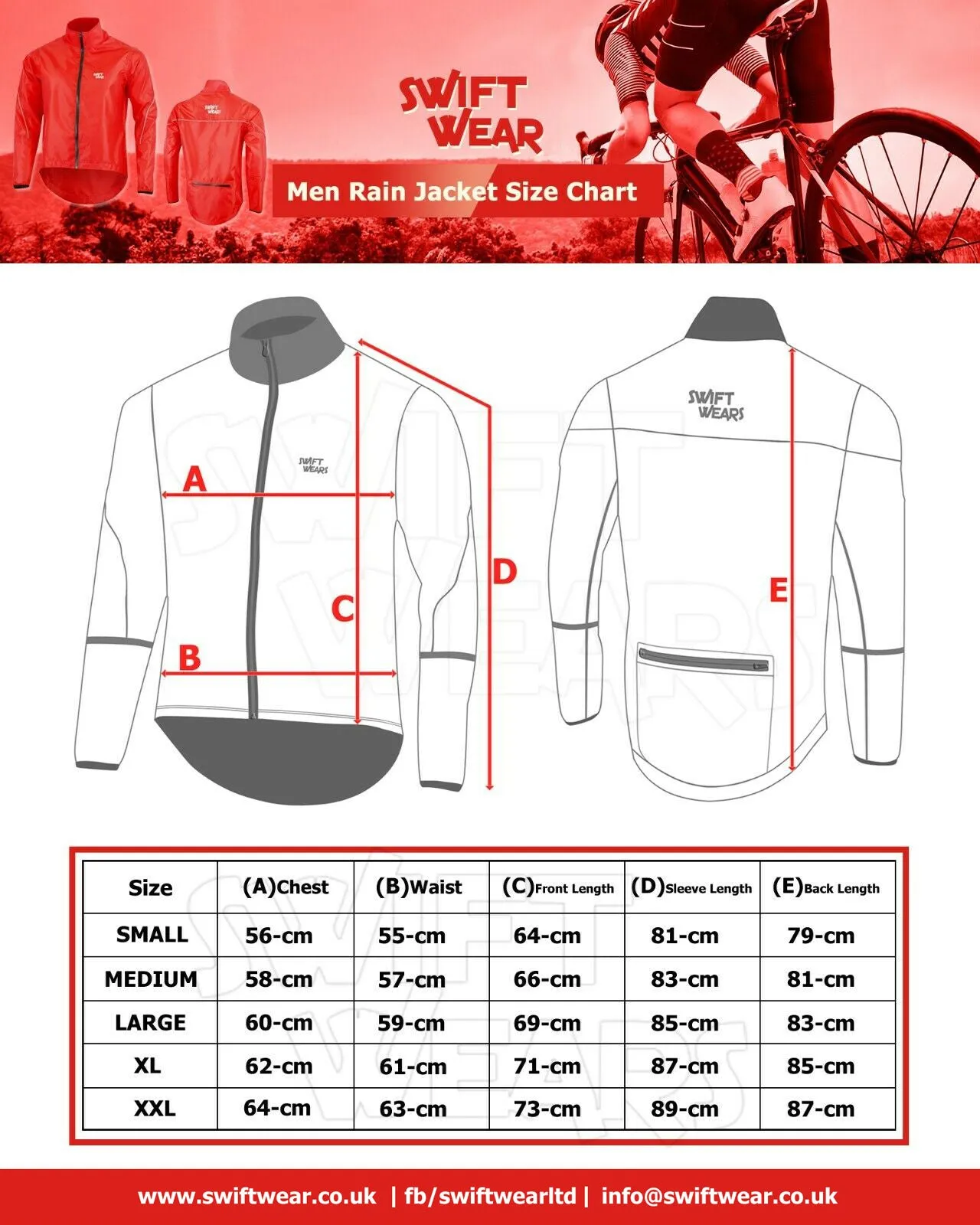 Men's Cycling Waterproof Rain Coat Jacket