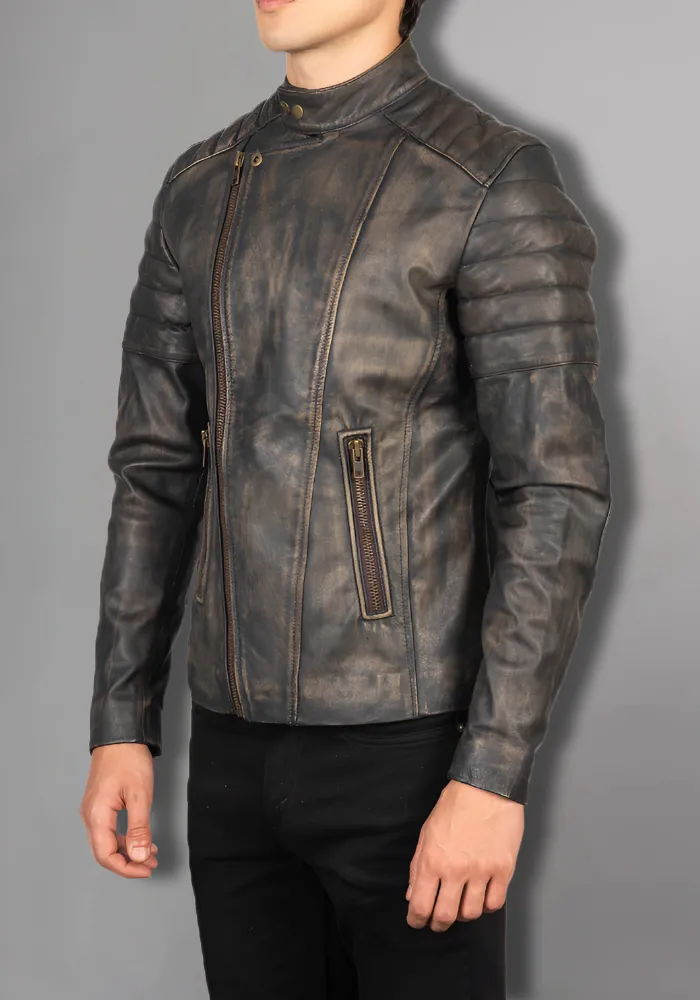 Mens Vintage Biker Leather Jacket