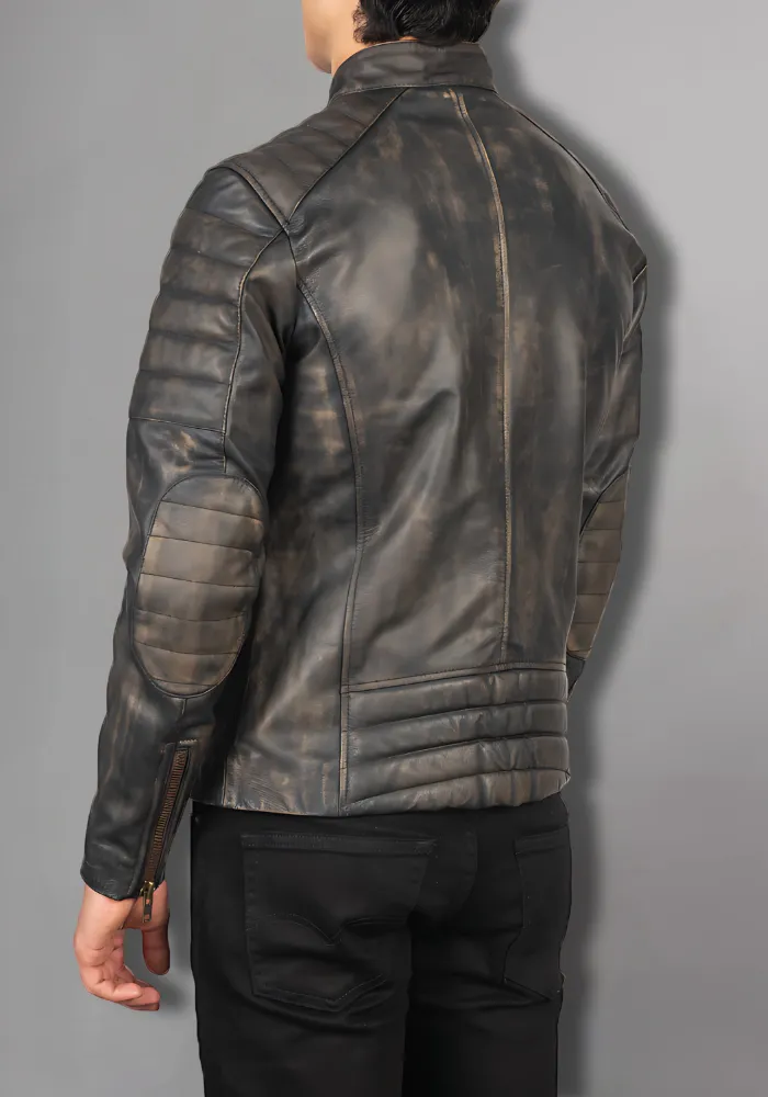 Mens Vintage Biker Leather Jacket