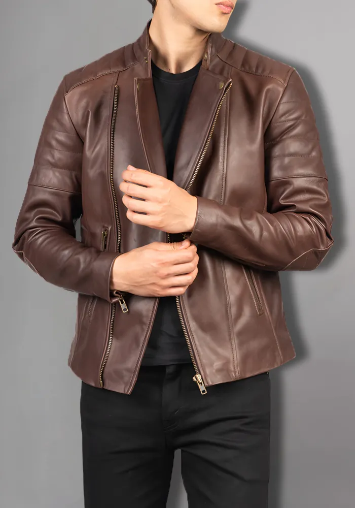 Mens Vintage Biker Leather Jacket