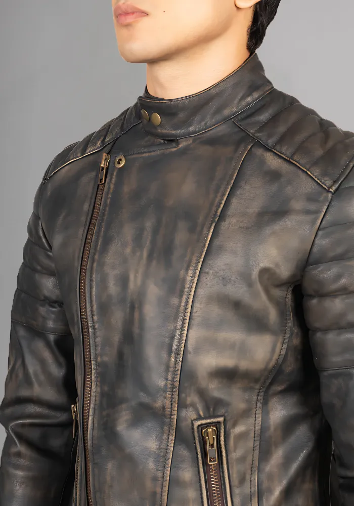 Mens Vintage Biker Leather Jacket